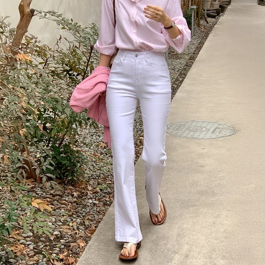 니썸 여성용 롱숏미들 기장 세인트 부츠컷 데님 팬츠