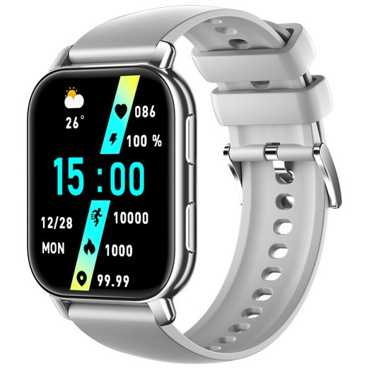 WAPIK 블루투스 통화메시지 알림 스마트워치 P5S 운동측정 1.85인치, 실버, 4.7cm, GPS  블루투스