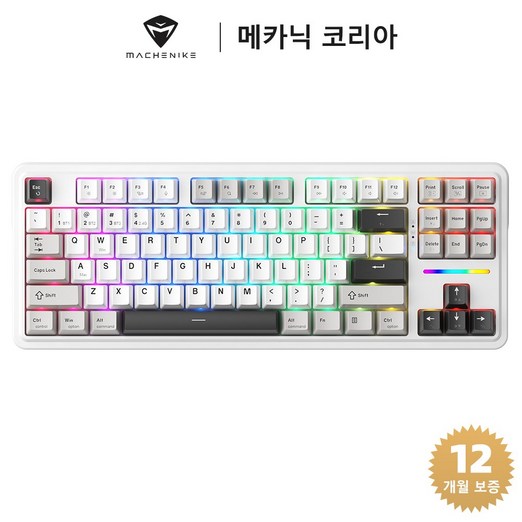 Machenike 메카닉 KG87 RGB 무선 게이밍 기계식 키보드, 은축, 화이트그레이