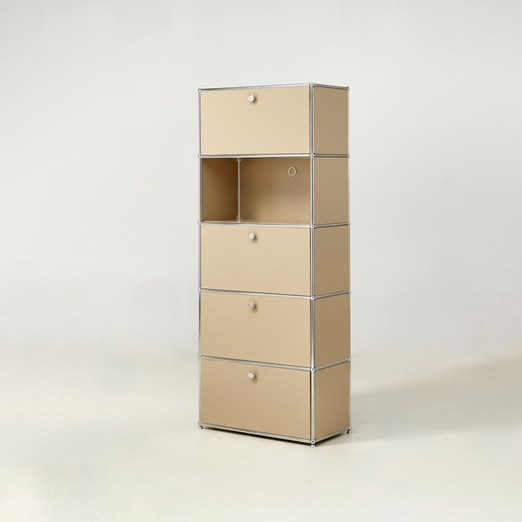 미드퍼 베이직 싱글5단 철제 미드센츄리 모듈 수납장 770x400x1900, 5단, 베이지오픈도어, 베이지