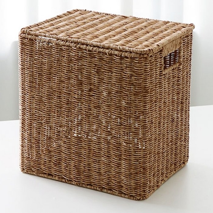 네이쳐리빙 데이지가든 깊은 라탄 바구니 뚜껑형 L