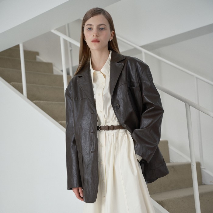 쥬시쥬디 여성용 레더 라이크 테일러드 자켓 JZJK621F