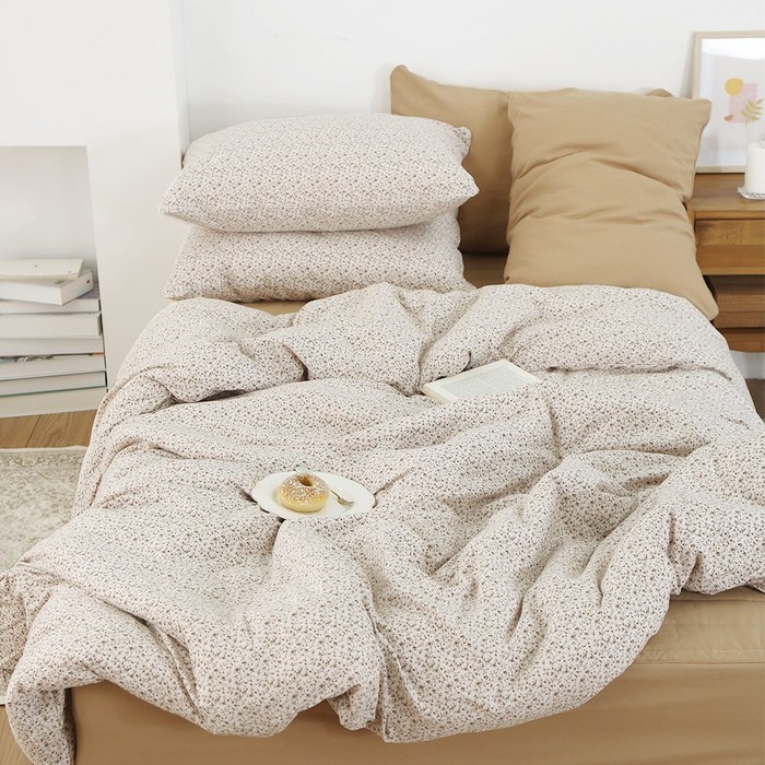 애프터식스 세레나 부드럽고 먼지없는 고밀도워싱 이불커버 플라워패턴 S D Q