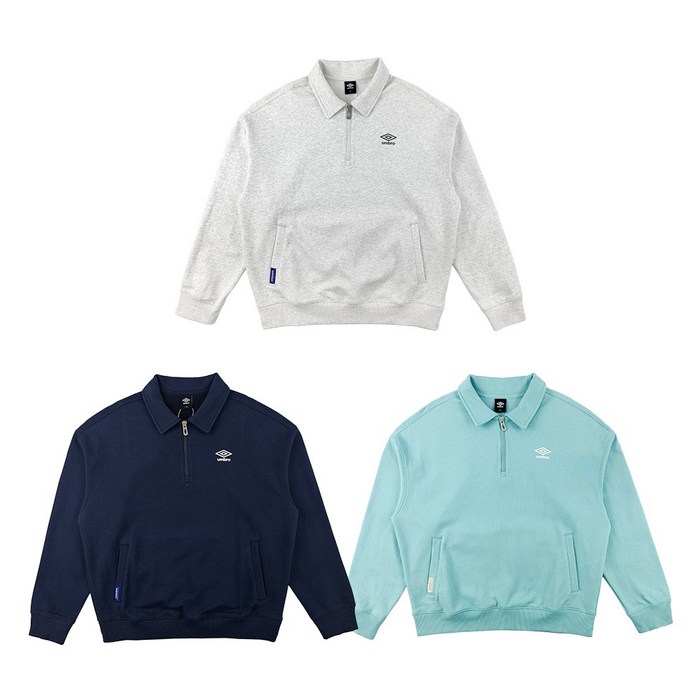 엄브로 에센셜 하프집업 카라 맨투맨 UP123CFS17