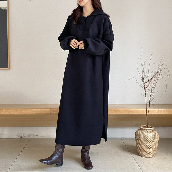 룩엣미 여성 반지퍼 빅사이즈 루즈핏 울 원피스 도톰 국내생산 고퀄