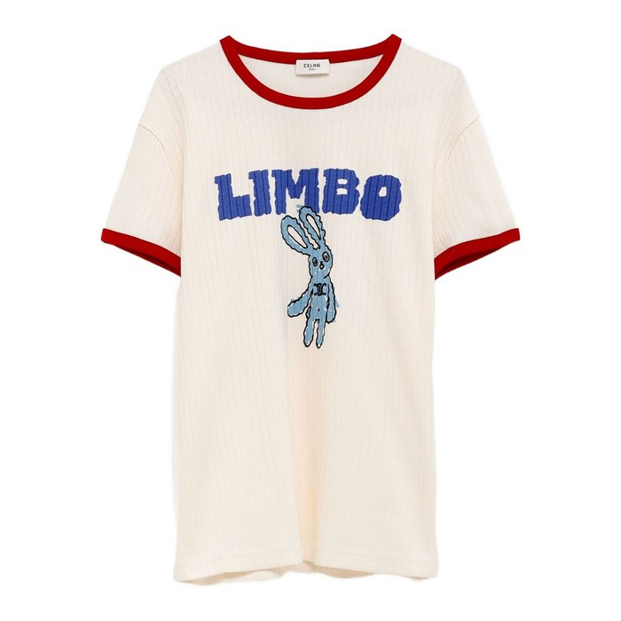 셀린느 래빗 프린트 골지 티셔츠