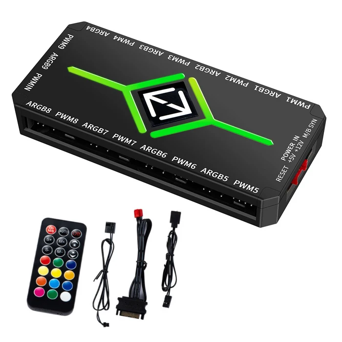 19 3 in 4핀 PWM 마그네틱 흡착 허브 SATA 전원 공급 팬 분배기  ARGB PC 케이스용