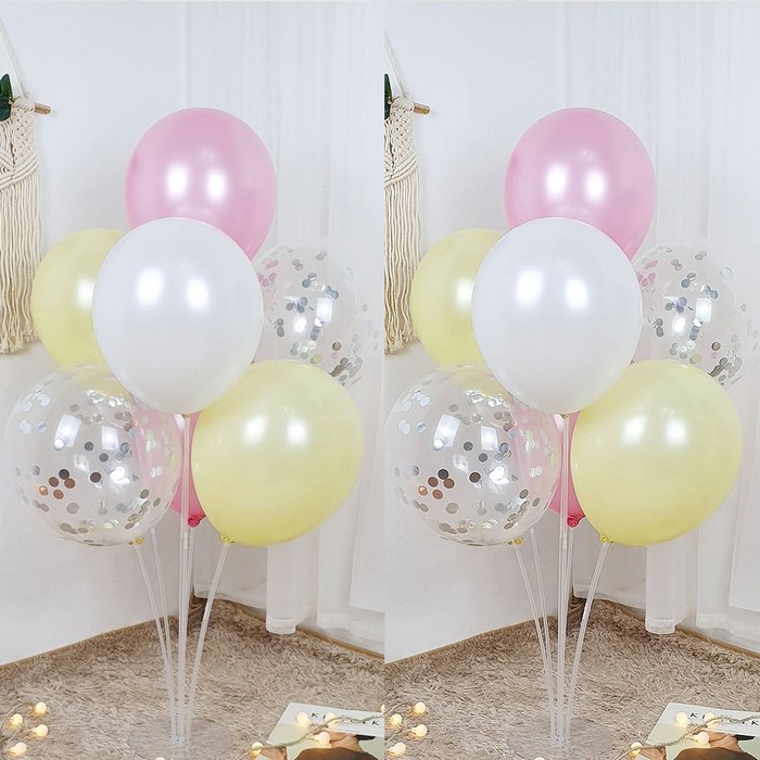 파티앤온 풍선꽂이 펄풍선 스탠드 장식 세트, 2개, 13.핑크 아이보리 반짝