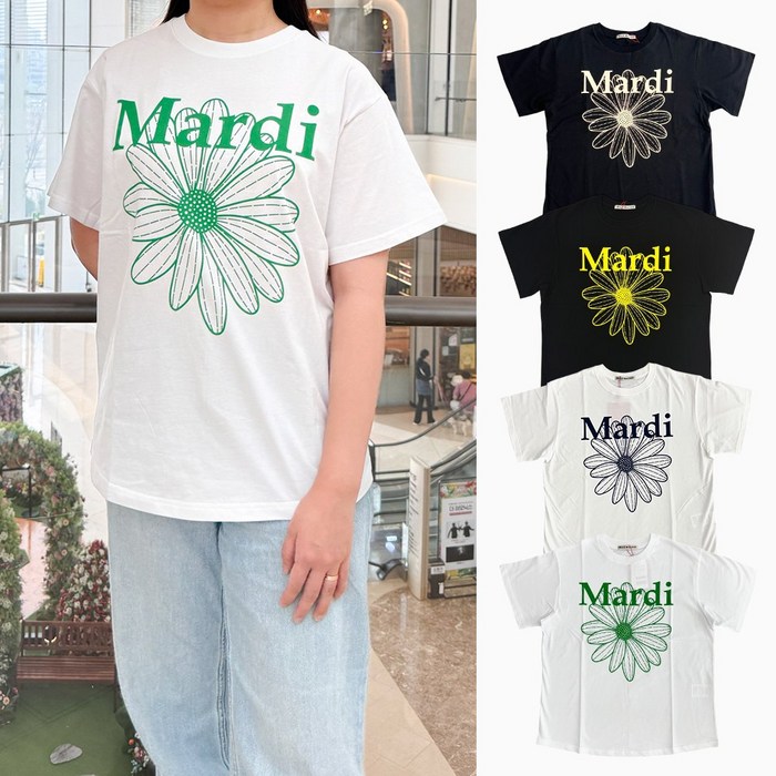 정품 마르디반팔티셔츠 플라워티셔츠 그린플라워 반팔티 mardi mercredi