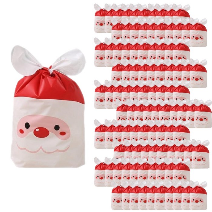 크리스마스 선물 포장 산타 비닐백 100개, 산타 포장비닐백