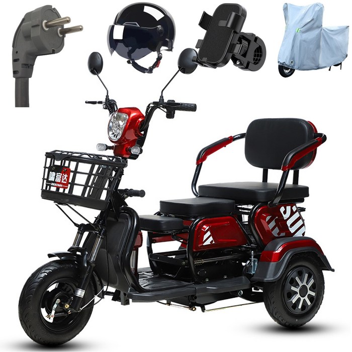 테크앤유 삼륜 노인전동차 리튬배터리 48V 25Ah100km주행, 레드, 25Ah100km주행