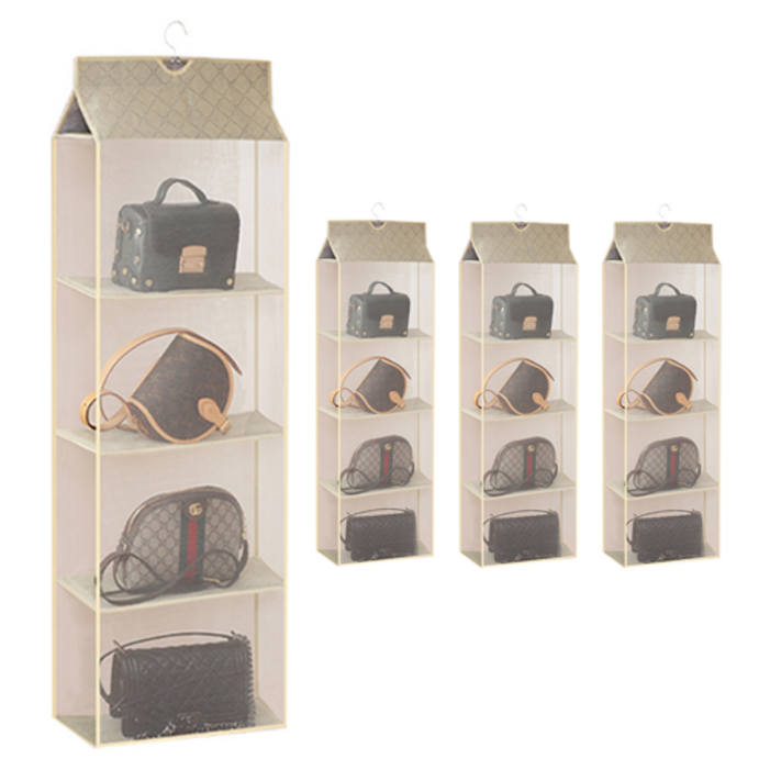 마켓피오 메쉬 가방 보관함 4단, 베이지, 4개