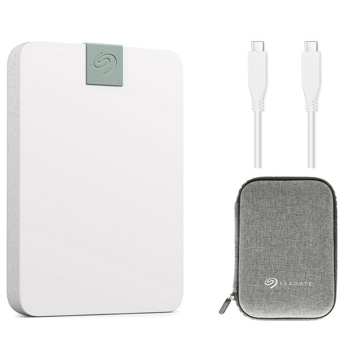 씨게이트 Ultra Touch USBC 데이터복구 외장하드 STMA2000400, 2TB, 클라우드화이트외장하드, 그레이파우치