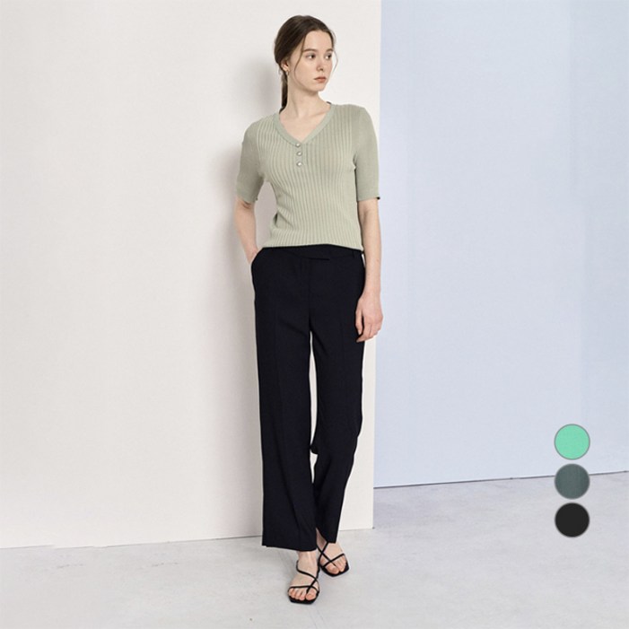 더아이잗 여성용 슬릿 슬림 일자핏 팬츠 IP5A0SL261