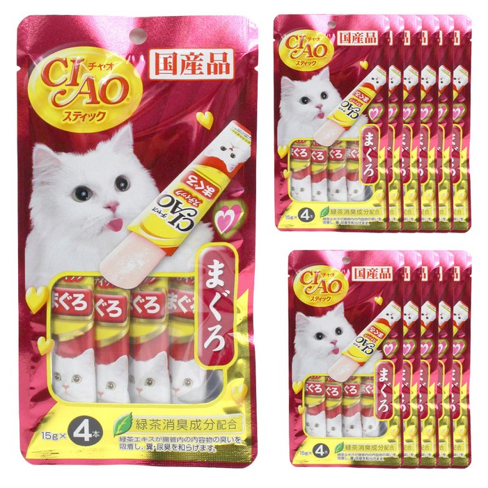 챠오츄르 이나바 스틱 고양이 간식, 참치, 60g, 12개