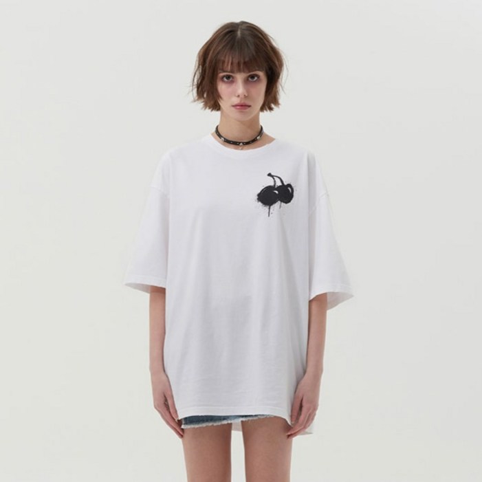 키르시 여성용 멜팅 체리 피그먼트 워싱 티셔츠