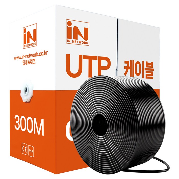 인네트워크 CAT.6E UTP 옥외용 이중피복 제작용 랜케이블 박스타입 IN6UOD300BX, 단일색상, 1개, 300m