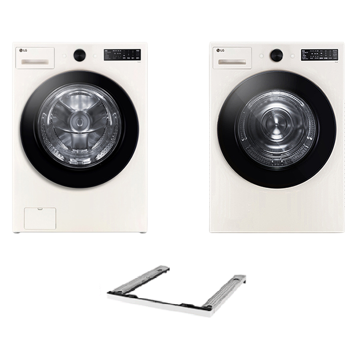 LG전자 트롬 오브제컬렉션 세탁기 + 건조기 + 키트 세트 21kg + 18kg 방문설치