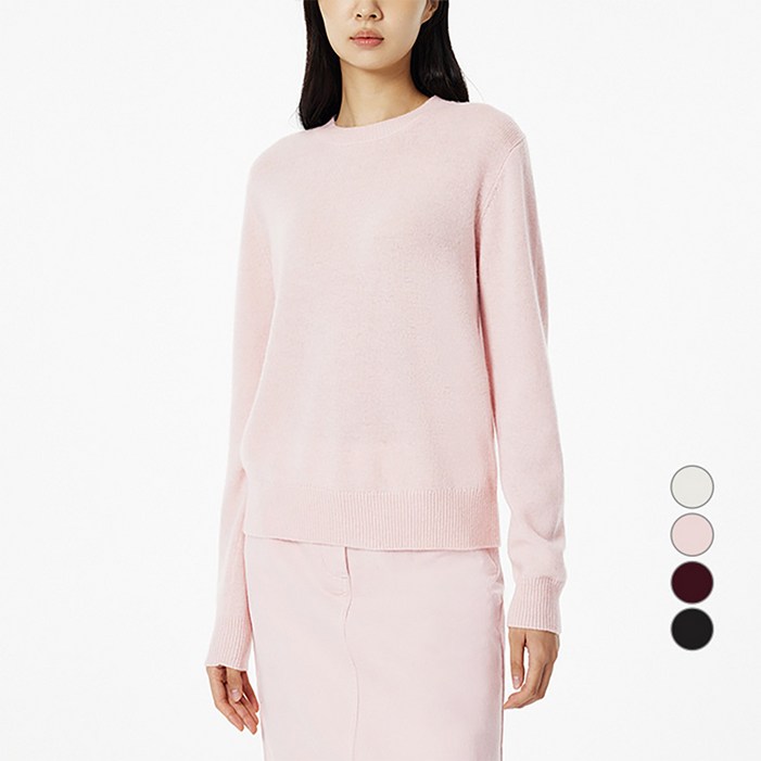 JAJU 여성용 메리노울 라운드넥 니트