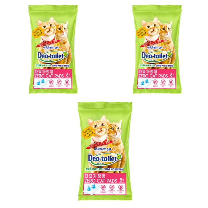 데오토일렛 제로 캣 화장실 패드 다묘가정용 8p