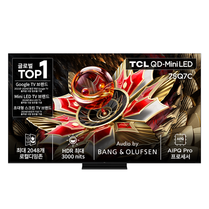 TCL 4K QD Mini LED 스마트TV, 189cm75인치, 75Q7C, 벽걸이형, 방문설치