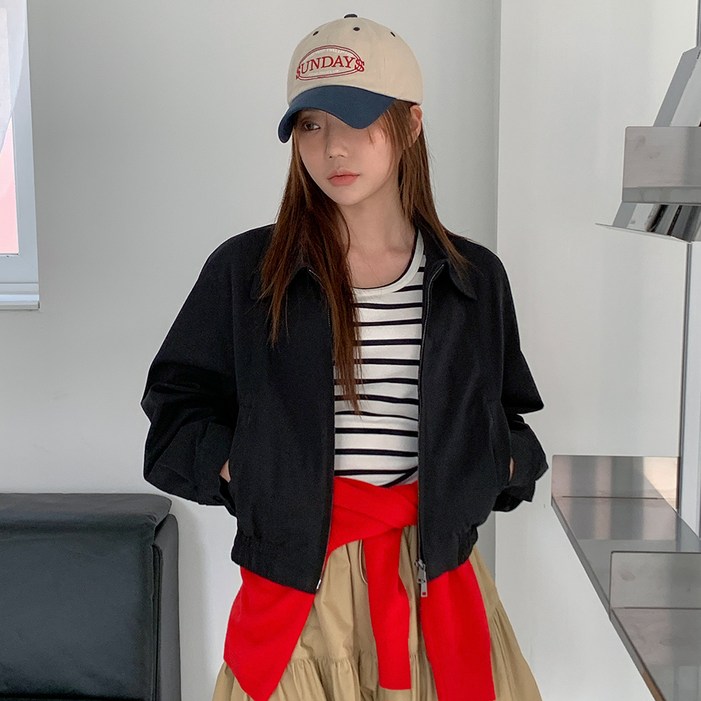 반에이크 여성용 크롭 밴딩 점퍼