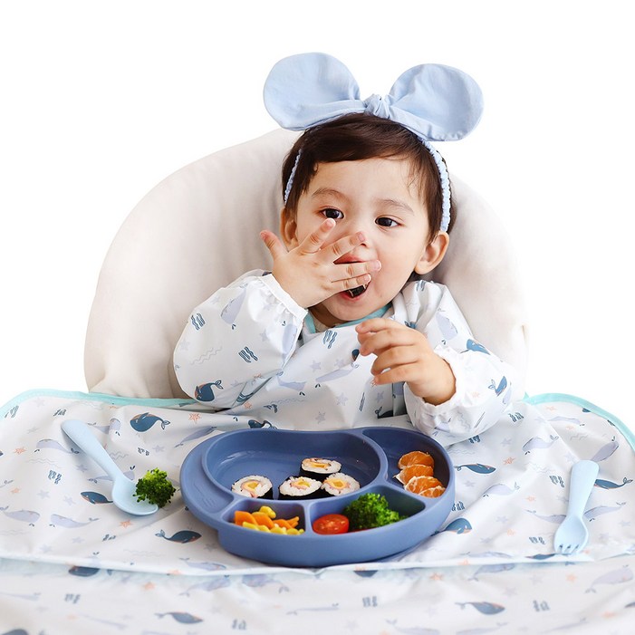 베이비클로 긴팔 지퍼형 이유식 턱받이