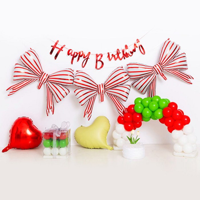 파티해 생일파티 풍선세트 R, 06 은박 리본 레드, 1세트