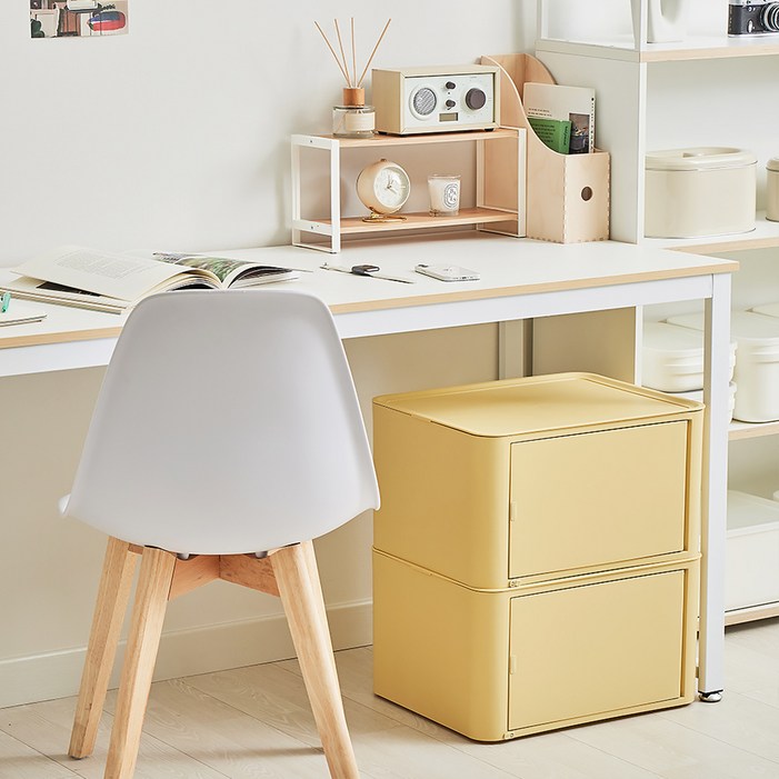 씨밀렉스 래폴드 터치 오픈 리빙박스, 버터옐로우, 35L, 2개