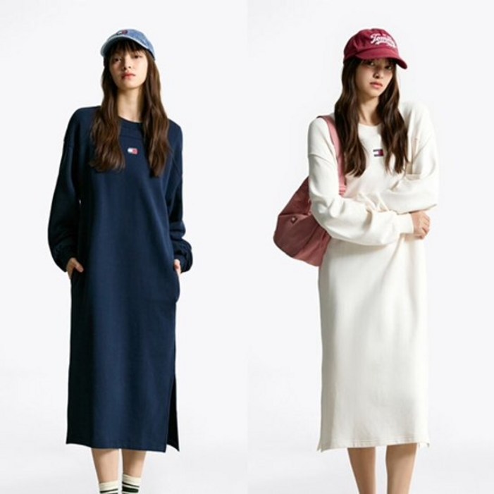 타미진(백화점) [타미진] 2종 택1 여성 레귤러 핏 T32F7WOP40TWT2 배지 스웨트 미디 원피스 여자 기본 봄가을 면 드레스 SC 277015Moony