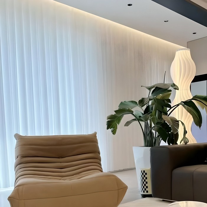 카나리아 먼지 없고 비침 없고 이음선 없는 호텔식 나비주름 울쉬폰 커튼