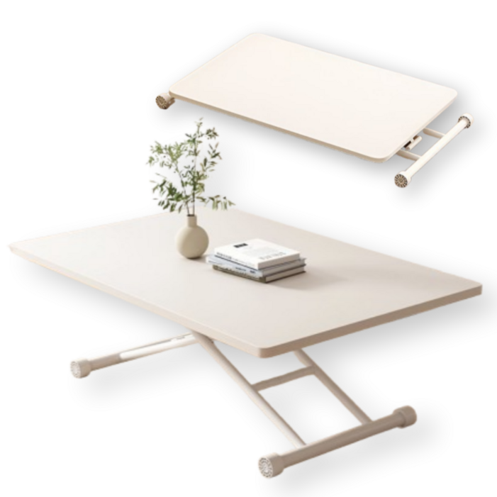 모디룸 접이식 높이조절 테이블 쇼파 리프트업 거실 탁자 좌식, 화이트우드1200