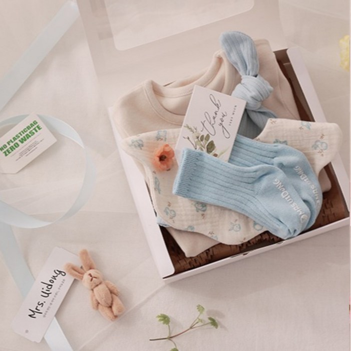 출산백일선물 우이동금손 리틀래빗 5종선물세트 포장쇼핑백동봉