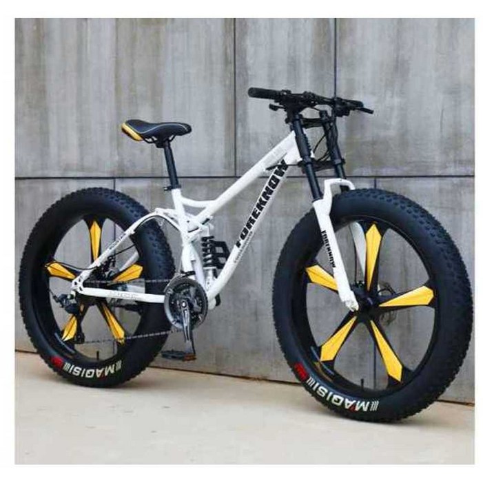 MTB 광폭타이어 자전거 와이드 입문용 산악자전거, 화이트 스포크 휠 24인치 27단
