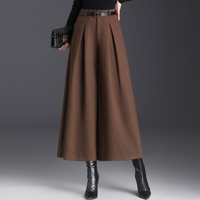 쁘띠꼬모 여성 빅사이즈 와이드 팬츠 모직 치마바지