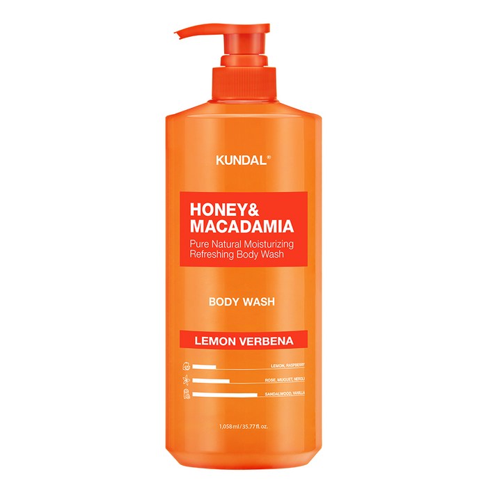 쿤달 허니 앤드 마카다미아 퓨어 바디워시 레몬버베나, 1.058L, 1개