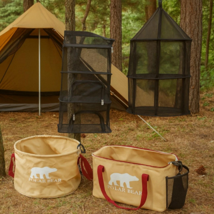 캠핑 낚시 등산 휴대용 대용량 28리터 메쉬망 포함 캠핑 설거지 통, 3단 4단 초대용량 캠핑용 설거지 망, 차박 필수품