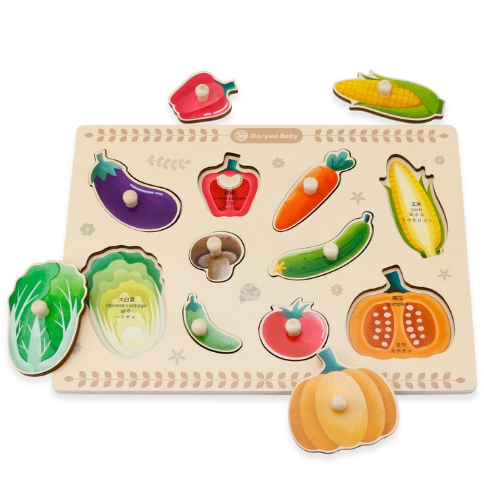 고려베이비 10종야채퍼즐 두돌장난감 꼭지퍼즐 소근육발달 원목장난감, 1개