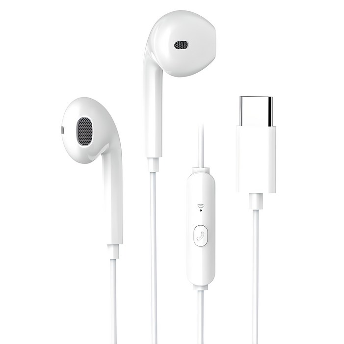 맥스틸 애플 아이폰 삼성 갤럭시 호환 C타입 오픈형 유선 이어폰, GMEC20, 화이트