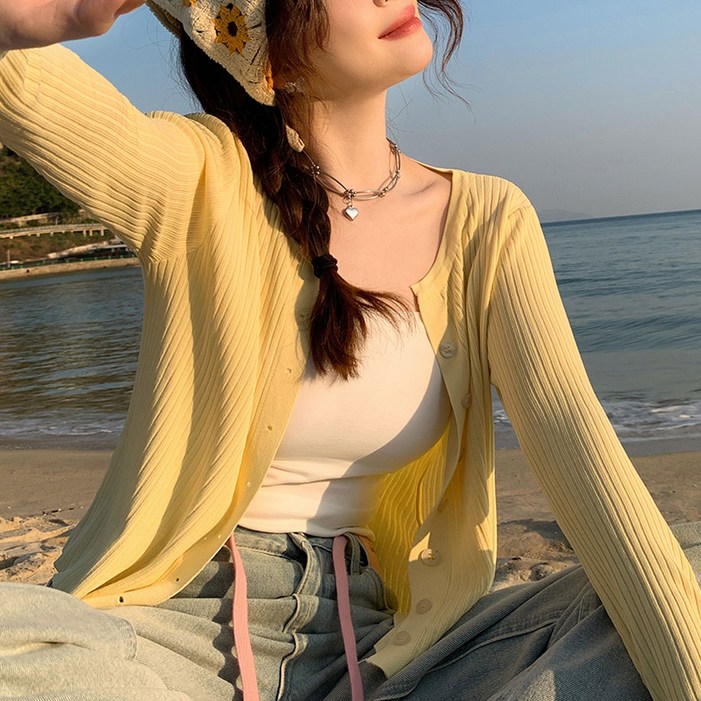 지니우우 여성 라운드넥 여름 가디건 J0005A 지니우우 여성 라운드넥 여름 가디건 J0005A