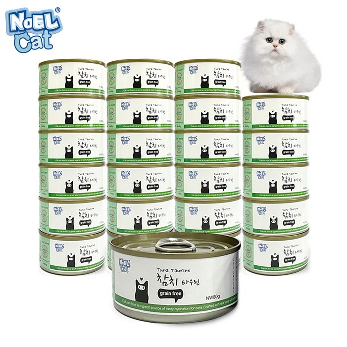 노엘캣 참치 타우린 80g 24개 고양이캔 습식사료 캔 길고양이 간식 통조림 고양이밥 고양이먹이, 24개, 80g, 참치 타우린