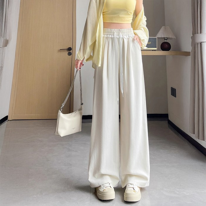 탑트레일 여름 레이스 밴딩 와이드 팬츠 아이스 냉장고바지 가벼운 얇은바지