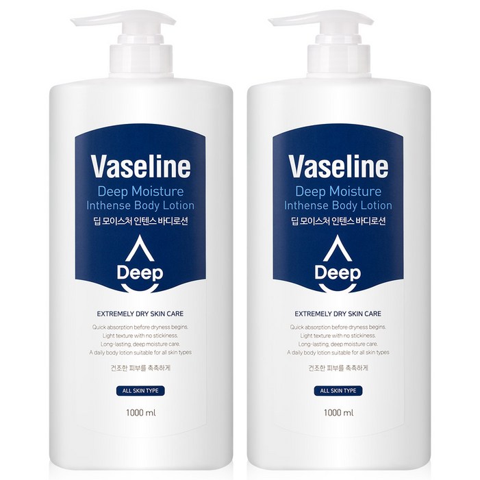 바세린 딥 모이스처 바디로션 1L 2개 고보습 바디크림 보습제