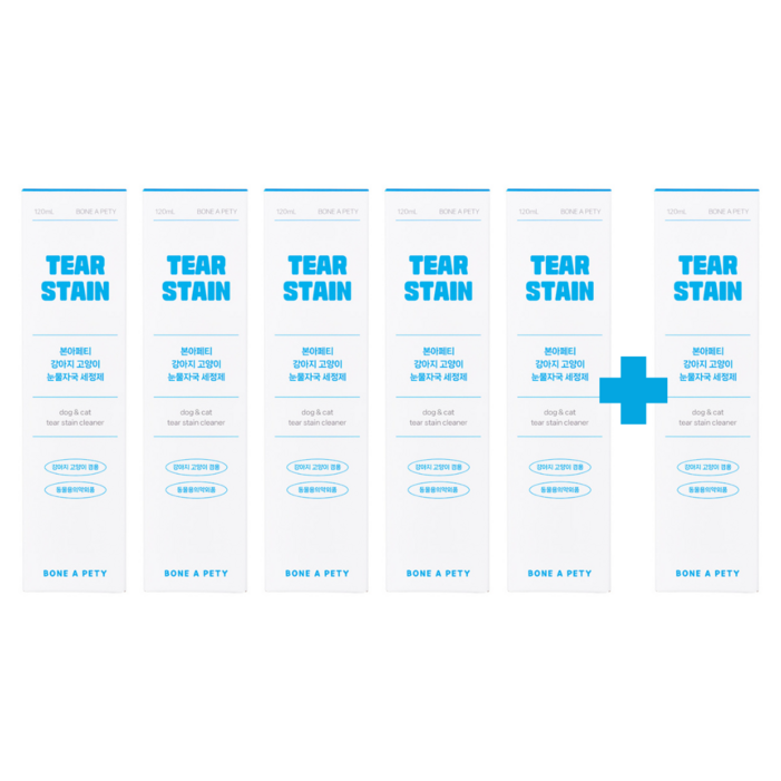 본아페티 강아지 고양이 눈물 자국 세정 제 클리너 눈곱 눈꼽 지우개, 6개, 120ml