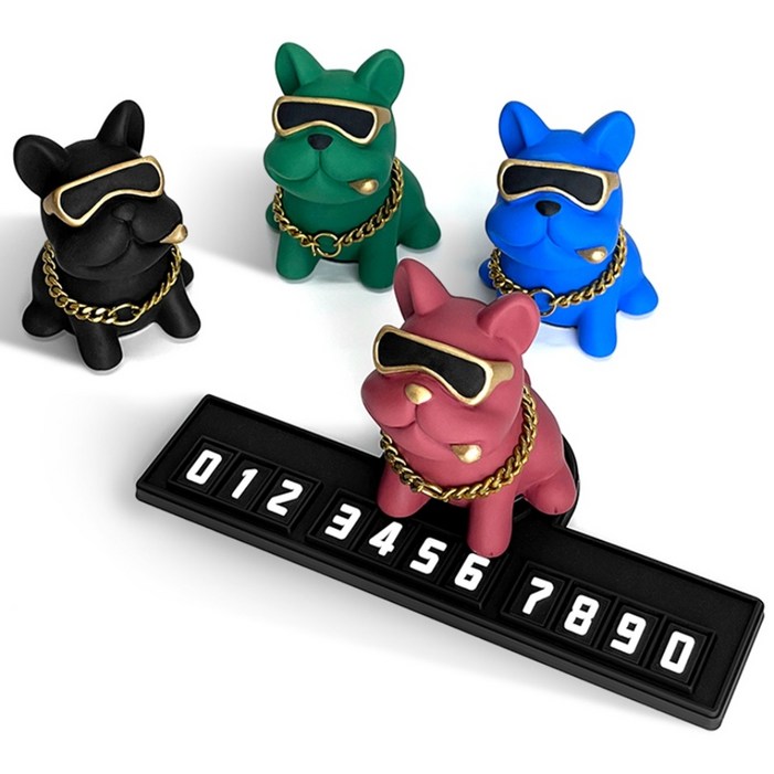 카엔 불독피규어 논슬립주차번호판 피규어, 1개, 블랙 느와르