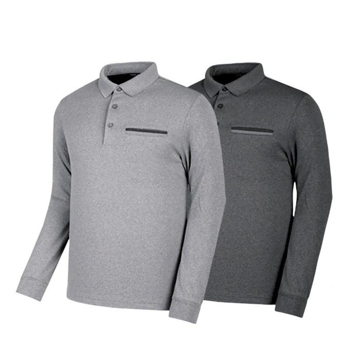 11 나인앤나인 포근한 스타일 주머니 있는 멜란지 기모 카라티 긴팔