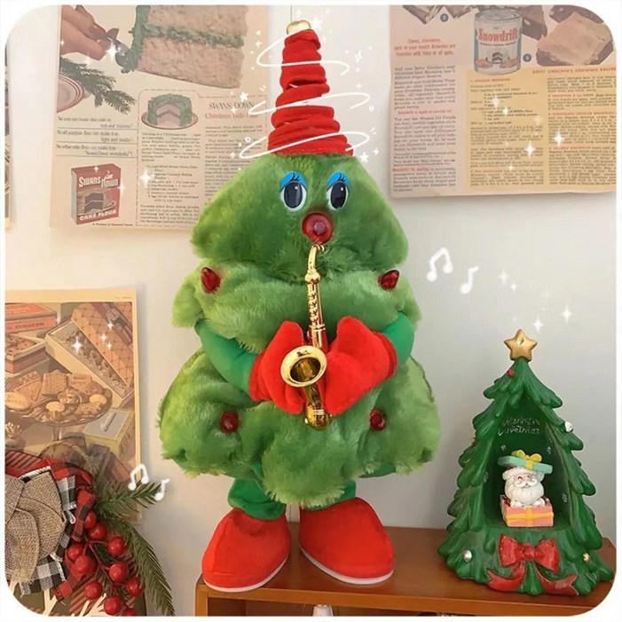 크리스마스 춤추는 트리 인형 장식 움직이는 멜로디 인형 댄싱트리 소품