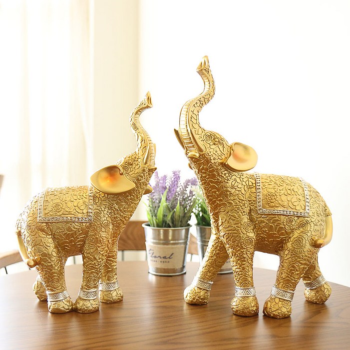 골드디자인 돈들어오는 골드 코끼리 풍수 인테리어 장식품 집들이선물 개업선물
