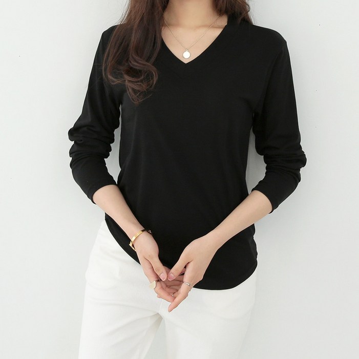 데일리앤 아이콘 브이넥 무지 긴팔 티셔츠 봄 가을 데일리앤 아이콘 브이넥 무지 긴팔 티셔츠 봄 가을