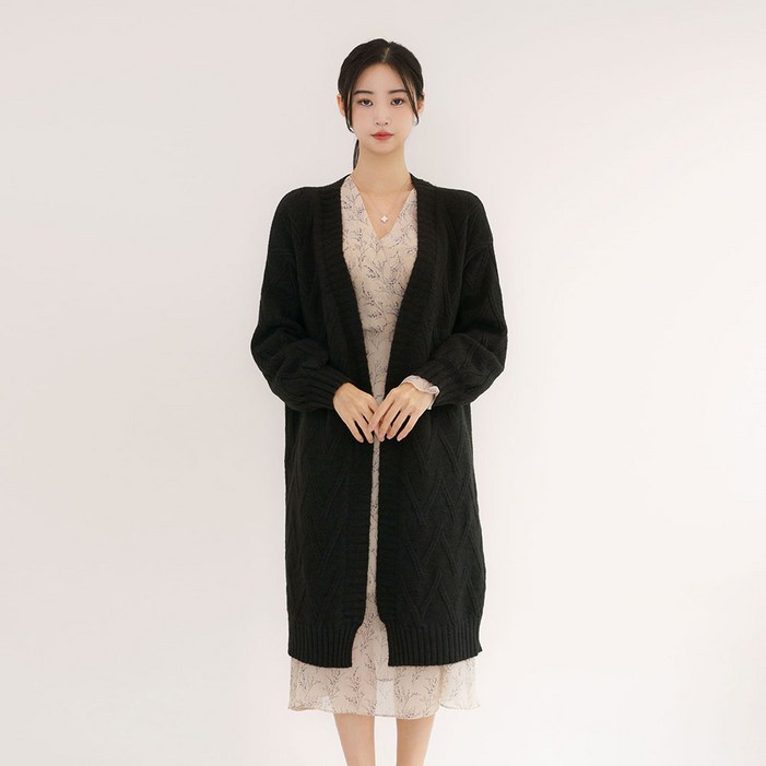 양놀 여성 도톰한 루즈핏 롱 니트 로브 가디건